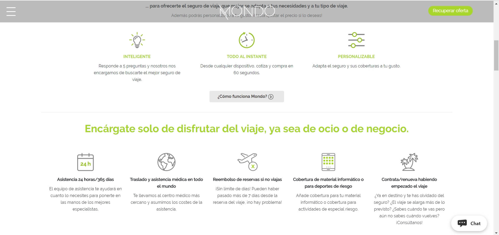 Seguros de viaje de Mondo