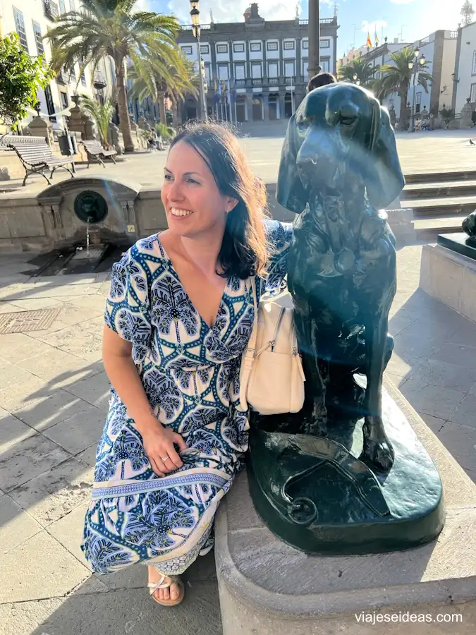 Yo con uno de los perros de la plaza